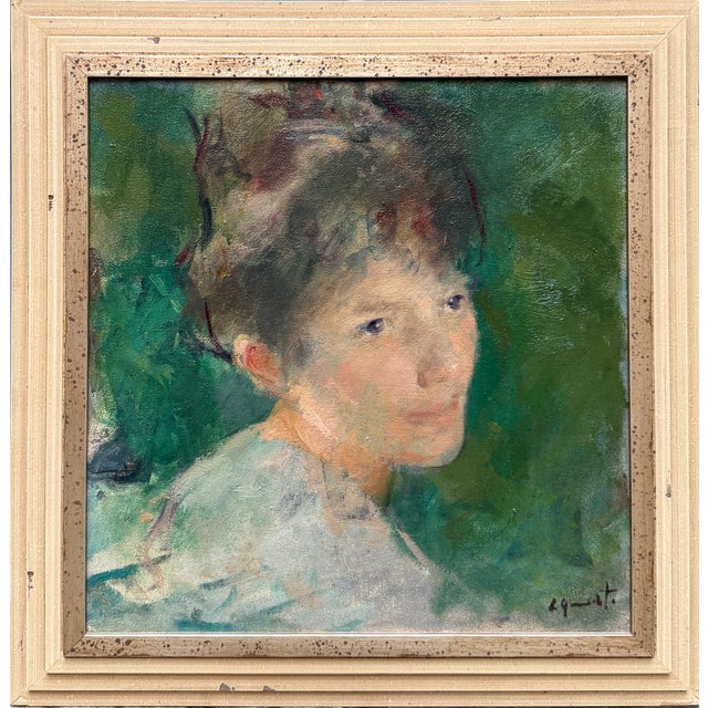 Quarti Marcchio, Portrait of a Woman, 1960s, Oil on Canvas For Sale - Image 7 of 7