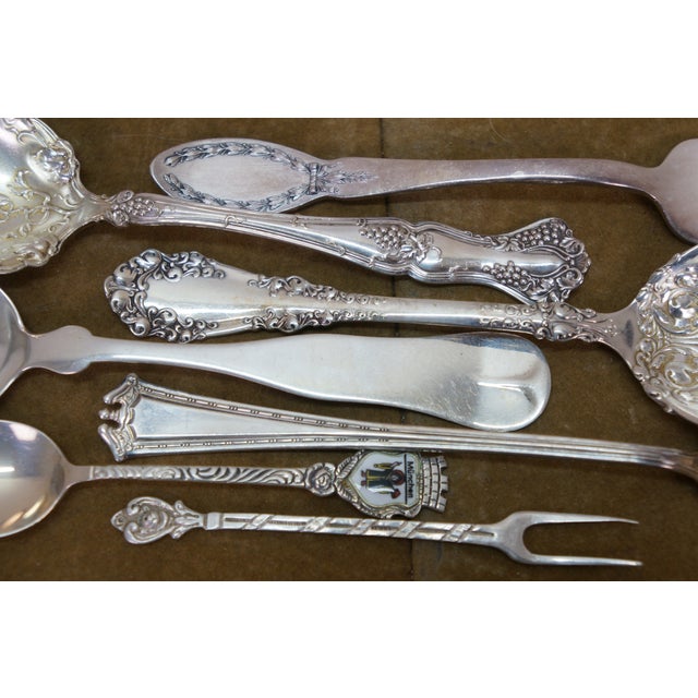 Antique Silver Plate Serving Utensils Forks Spoons Meat Fish Cake Knife - Set of 17 For Sale - Image 12 of 14