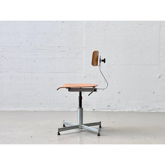 Vintage Industrial Work Chairs in Wood & Metal, 1964 For Sale - Image 4 of 15