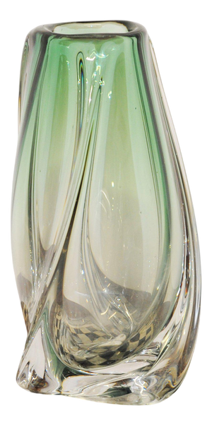Green Lead Crystal Vase from Val Saint Lambert, 1950s