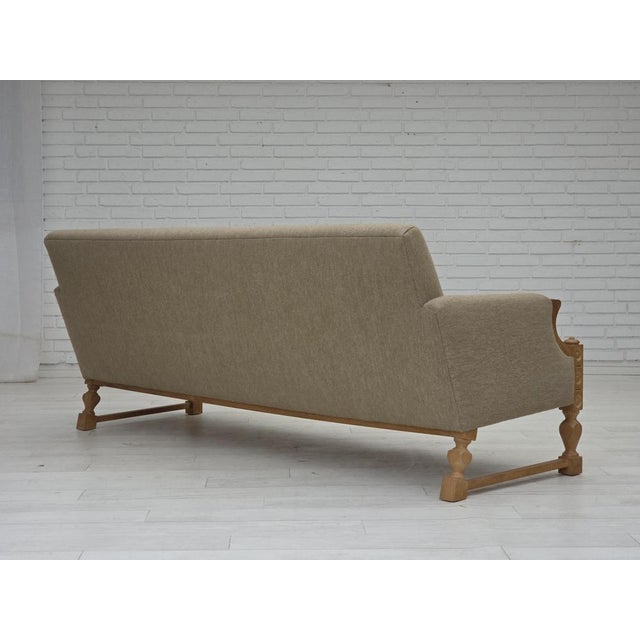 Wood Vintage Danish Three-Seater Sofa in Wool and Oak, 1970s For Sale - Image 7 of 17