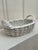 French Shabby Chic Woven Wicker White Glazed Earthenware Basket For Sale - Image 4 of 11