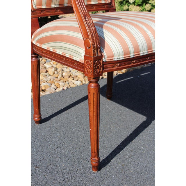 Ethan Allen Louis XVI Style Armchairs With Silk Upholstery—A Pair For Sale - Image 9 of 18