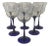 Vintage Blue Stem Crystal Wine Glasses - Set of 6 For Sale