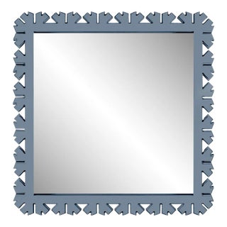 Fleur Home Audubon Bamboo Sticks Square Mirror in Bachelor Blue, 35.5x35.5 For Sale