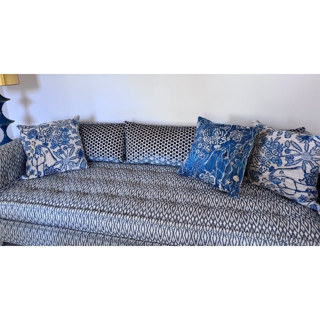 Three Blue Flower Decorative Pillows (Pindler & Pindler Fabric) For Sale - Image 4 of 5