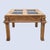 Postmodern burl wood and smoked glass side table with a square profile, richly figured burl veneer, inset smoked glass...