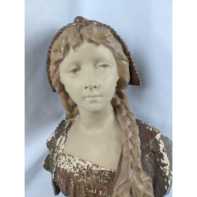 Brown Antique Van Hassels Brussels Venetian Girl Bust, After Riccardo Aurili, With Gryphon Base For Sale - Image 8 of 18