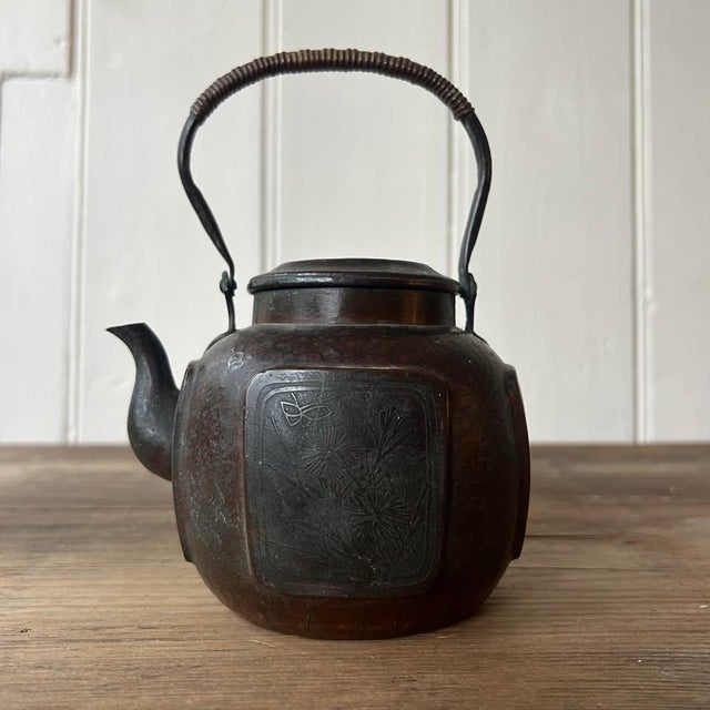 Metal Antique Japanese Hammered Copper Teapot, 1800s For Sale - Image 7 of 7