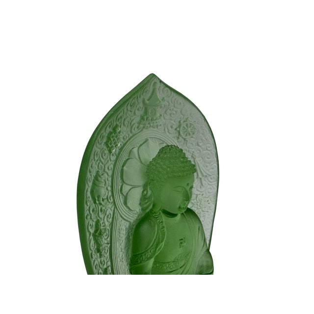 Crystal Glass Mint Green Mandala Gautama Amitabha Shakyamuni Statue For Sale In San Francisco - Image 6 of 10