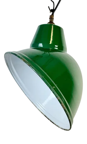 Industrial Green Enamel Factory Pendant Lamp, 1960s
