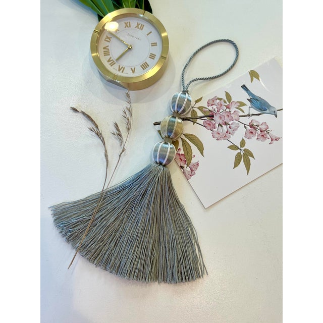 Beaded Satin Key Tassel in Color- Bluestone For Sale - Image 10 of 12
