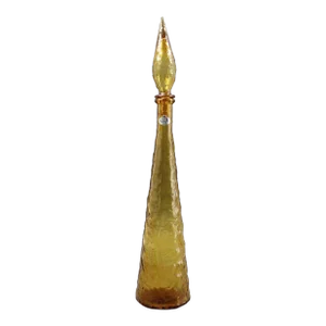 Guildcraft Italy Amber Empoli Glass Decanter Genie Bottle Mid Century Modern