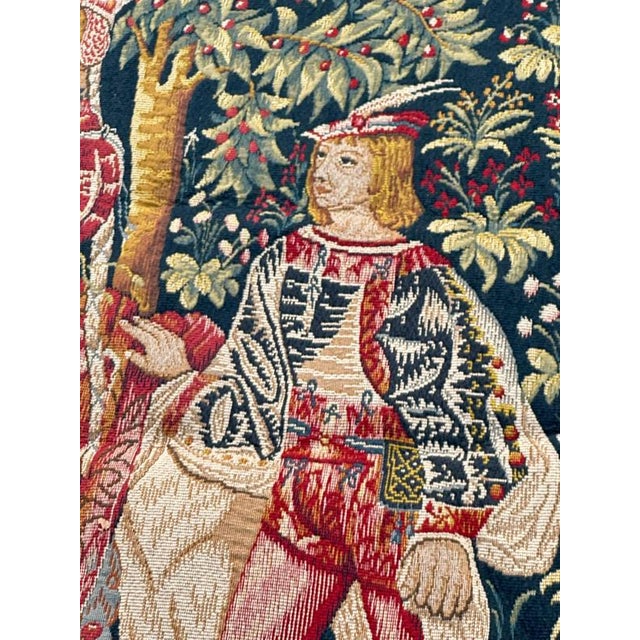 Blue Vintage French Jacquard Tapestry with Noble Amazone Motif in the style of Aubusson, 1970s For Sale - Image 8 of 18