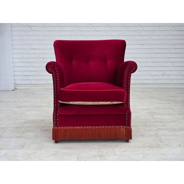 Vintage Danish Lounge Chair in Furniture Velour with Ash Wood Legs, 1970s For Sale - Image 13 of 18