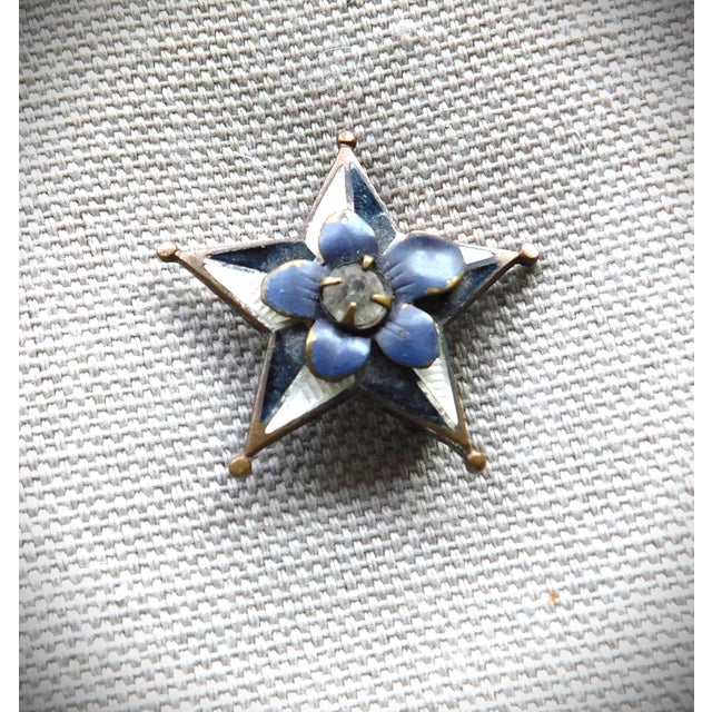 Antique Petite French Enamel Star Pin For Sale In New York - Image 6 of 9