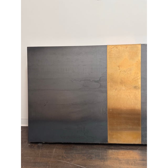 Gray Ken Fulk Custom Long Wall-Mounted Zinc + Brass Headboard For Sale - Image 8 of 12