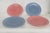 Mid-Century Modern Fiesta Usa Homer Laughlin Set of 4 Dinner Plates 2 Pink 2 Blue Lead Free 4850b For Sale - Image 3 of 12