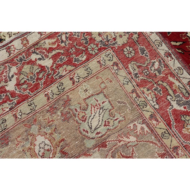 Antique Turkish Sivas Rug With Red, Taupe, Light Green and Cream Colors For Sale - Image 15 of 15