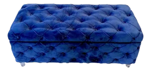 Tufted Royal Blue Rectangular Ottoman