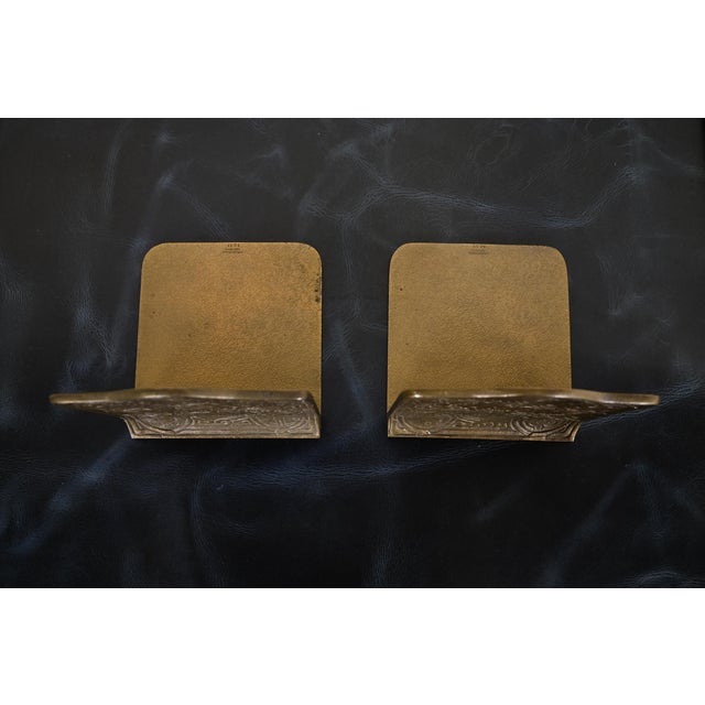 Early 20th Century Tiffany Studios New York Bronze Doré Zodiac Bookends, Circa 1910 For Sale - Image 5 of 12