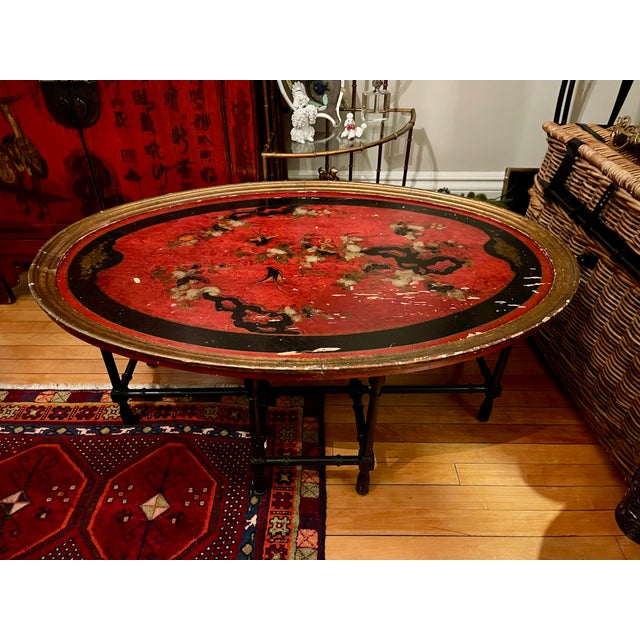 1970s Vintage Italian Chinoiserie Faux Bamboo Coffee Cocktail Table For Sale - Image 5 of 6