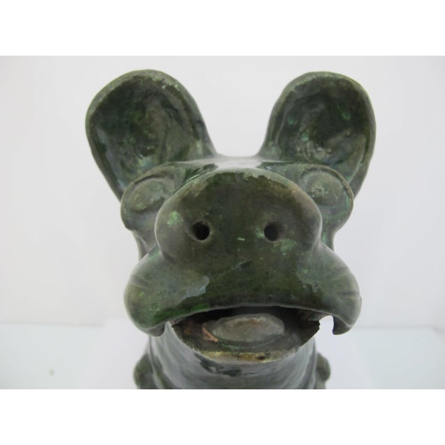 Early 20th Century Chinese Green Glazed Dog Han Style Pottery Tomb Guardian Sculpture For Sale - Image 5 of 13
