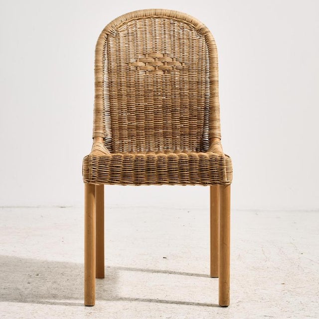 1970s Oak and Rattan Chairs, 1970s, Set of 4 For Sale - Image 5 of 17