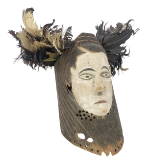 African Helmet Mask with White Faces in Wood attributed to the Fang Group, 1890s