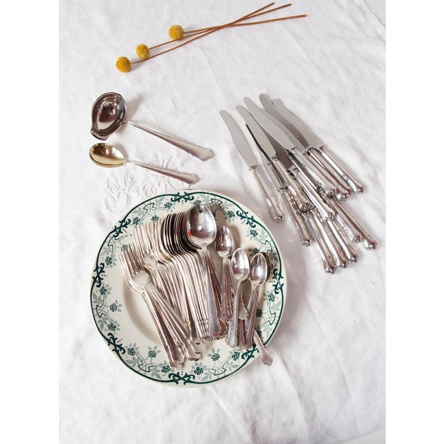 Silver Swedish Dessert Cutlery Set in Silver Plated Metal, 1960s, Set of 62 For Sale - Image 8 of 8