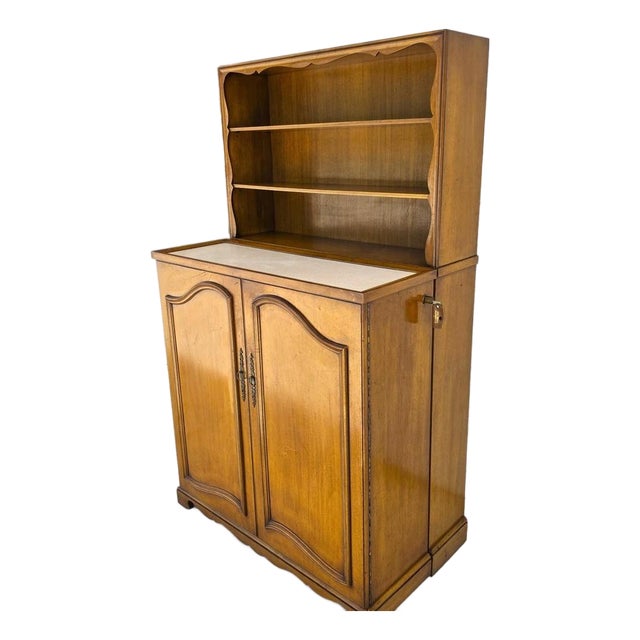 1930s Karges Country French Walnut Pullout Folding Service Bar For Sale
