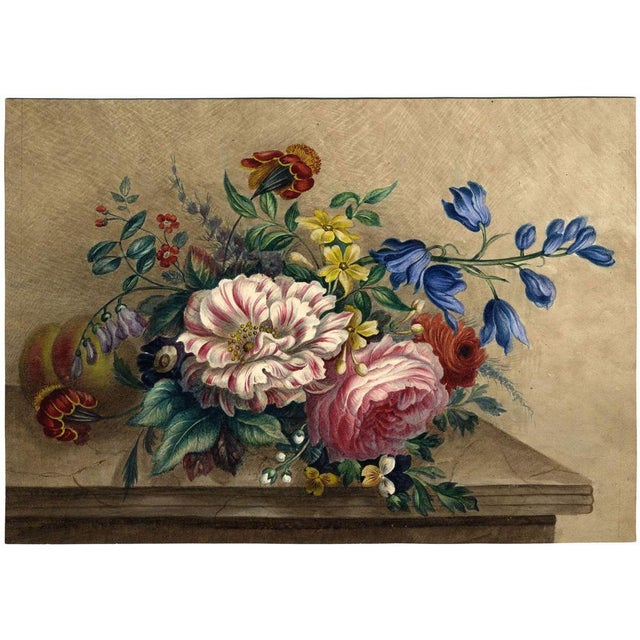 An original c.1830s watercolour painting, Style of Cornelis Johannes 'Johan' van Hulstijn, Flower Still Life.This fine...