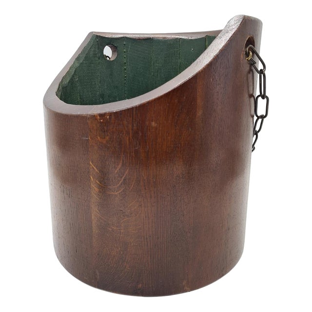 Vintage Wooden Container with Chain, 1960s For Sale