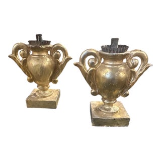 An Authentic Pair of Louis XVI Gilded Wood Sicilian Torcheres For Sale