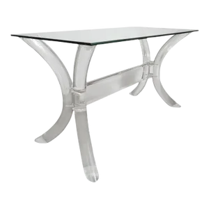 Mid-Century Lucite Saber Leg Console in the Style of Charles Hollis Jones