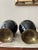 Shell Pair of Vintage 9" Korean Black Enamel Brass Vases, Mother of Pearl Inlay For Sale - Image 7 of 7