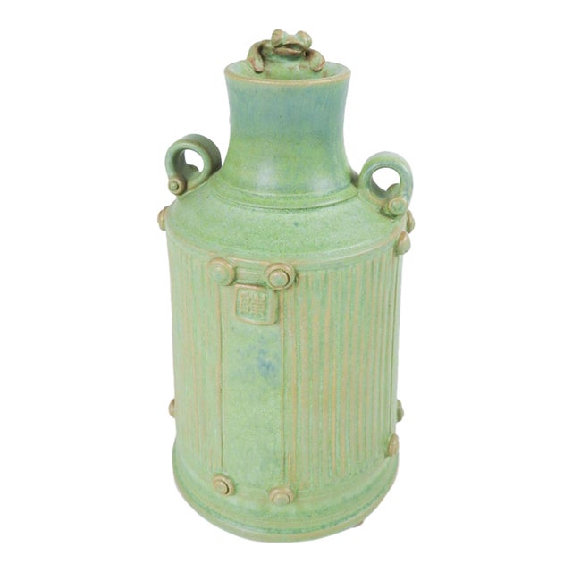 V Chin Celedon Porcelain Studio Pottery Bottle Vase Vorakit Chinookoswong For Sale