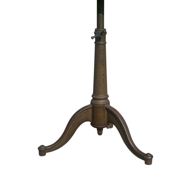 Antique Victorian Oak & Cast Iron Telescoping Drafting Table With Bronze Paint For Sale - Image 9 of 12