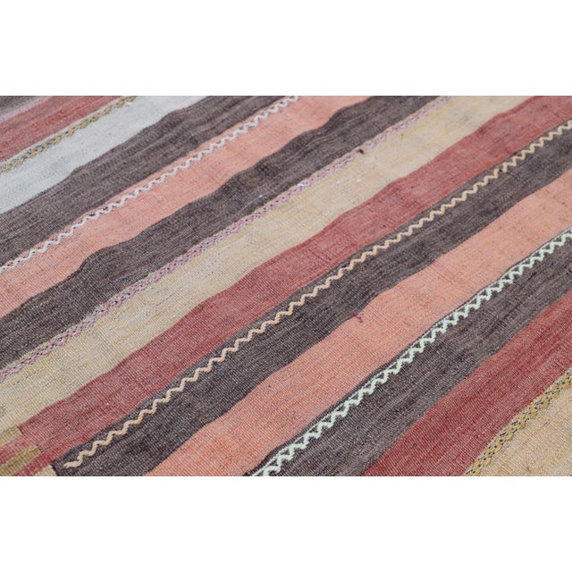 1970s 1970s Turkish Antique Striped Hand Knotted Kilim Rug For Sale - Image 5 of 11