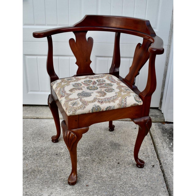 Statesville Co Mahogany Corner Chair Vintage Queen Anne Style Accent Slip Seat For Sale In Philadelphia - Image 6 of 16