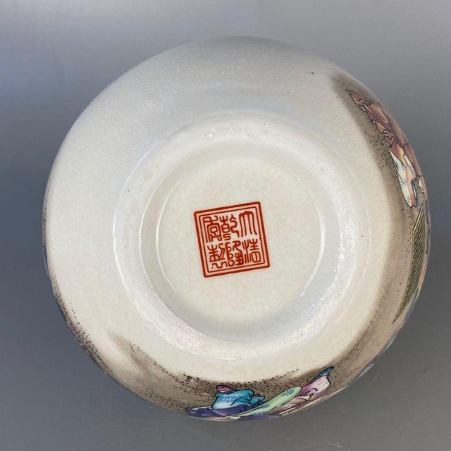 Vintage Chinese Crackle Glaze Famille Rose "Boys Playing" (Yingxi) Vase - 16.5cm For Sale In Los Angeles - Image 6 of 8