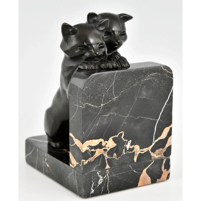 Art Deco Bronze Cat Bookends by Alexandre Kelety, 1930s, Set of 2 For Sale - Image 9 of 12