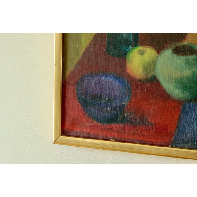 Hugo Olson, Still Life with Bottles and Apples, 1950s, Oil on Canvas, Framed For Sale - Image 4 of 9