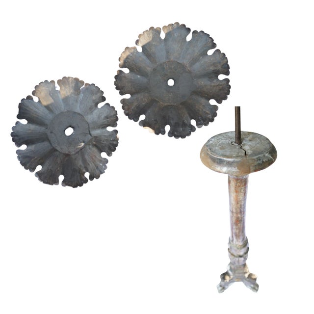 56” Tall Rare Pair of 18th-Century Italian Silvered & Giltwood Ecclesiastical Altar Prickets For Sale - Image 18 of 18