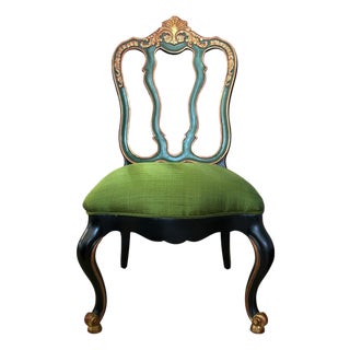 Vintage Elegant Venetian Side Chair With Thai Silk Circa 1960 For Sale