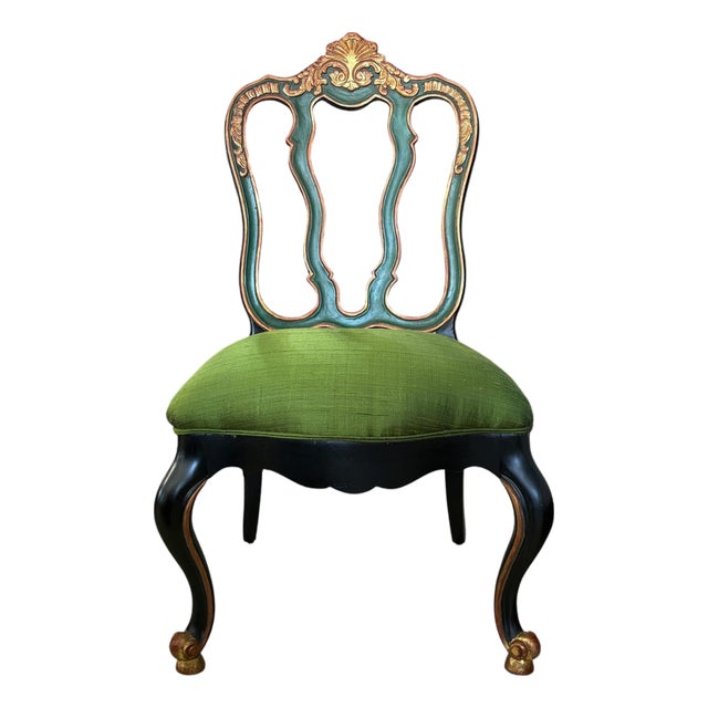 Vintage Elegant Venetian Side Chair With Thai Silk Circa 1960 For Sale