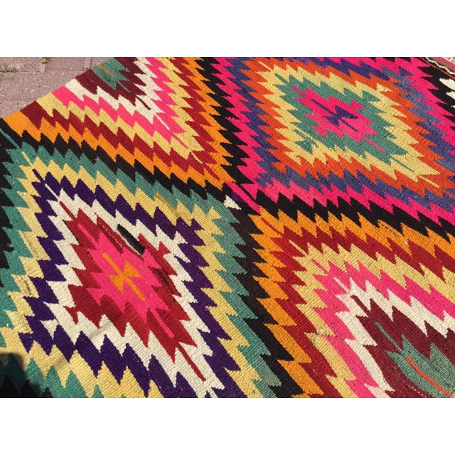 1960s 1960s Diamond Pattern Kilim Rug - 38" X 51" For Sale - Image 5 of 10