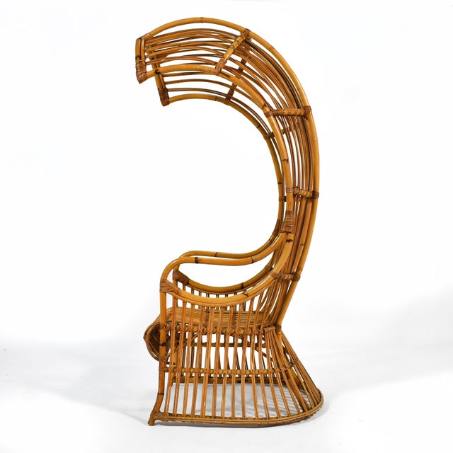 Dramatic Rattan Canopy Chair For Sale In Chicago - Image 6 of 8