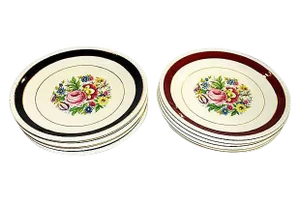 Ironstone Dessert Plates, S/12