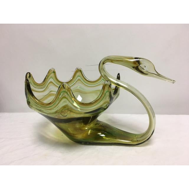 Retro Art Glass Swan Bowl 1960's Chairish